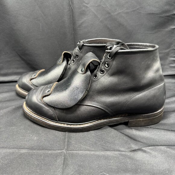 Vintage Mens Black Leather Safety Boots Workwear Lace Guard Size 8 main image 7
